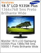 LS19CMYKFNALZD - Monitor 18,5" LCD Samsung 933Sn Plus 1366x768 5ms 50000:1 Preto Brilhante Wide