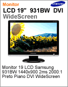 LS19MEWSFVM/XAZ - Monitor 19" LCD Samsung 931BW 1440x900 2ms 2000:1 Preto Piano DVI Wide