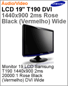 LS19TWHSUVLZD - Monitor 19" LCD Samsung T190 1440x900 2ms 20000:1 Rose Black (Vermelho) DVI Wide