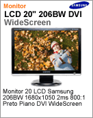 LS20MEWSFV/XAZ - Monitor 20" LCD Samsung 206BW 1680x1050 2ms 800:1 Preto Piano DVI Wide
