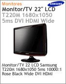 LS22TDSSUMZD - Monitor TV 22" LCD Samsung T220M 1680x1050 5ms 10000:1 Rose Black Wide DVI HDMI