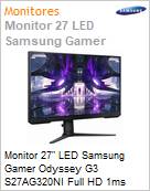 Monitor 27 LED Samsung Gamer Odyssey G32 AMD FreeSync Full HD 1ms 165Hz Preto  (Figura somente ilustrativa, no representa o produto real)