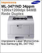 ML-3471ND/XAA - Impressora Laser Samsung ML-3471ND 34ppm 1200x1200dpi 64MB Rede Duplex