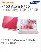 NP-N150-JP02BR - Netbook Samsung NP-N150 Intel Atom N455 (1.66GHz) 1GB 250GB 10.1