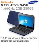 NP-N315-JAS1BR - Netbook Samsung NP-N315 Intel Atom N450 (1.66GHz) 2GB 250GB 10.1