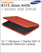 NP-N315-JAS2BR - Netbook Samsung NP-N315 Intel Atom N450 (1.66GHz) 2GB 250GB 10.1