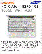 NP-NC10-JD04BR - Netbook Samsung NP-NC10 Intel Atom N270 (1.60GHz) 1GB 160GB 10