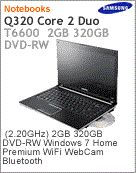 NP-Q320-JS01BR - Notebook Samsung NP-Q320 Intel Core 2 Duo T6600 (2.20GHz) 2GB 320GB DVD-RW Windows 7 Home Premium Wi-Fi WebCam Bluetooth