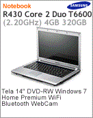 NP-R430-JAD1BR - Notebook Samsung NP-R430 Intel Core 2 Duo T6600 (2.20GHz) 4GB 320GB 14