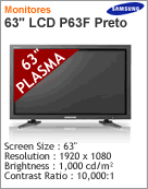 PH63KLFLBC/ZA - Monitor 63 LFD para Sinalizao Digital Samsung P63F Preto