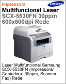SCX-5530FN/XAZ - Impressora Multifuncional Laser Samsung SCX-5530Fn (Impresso / Cpia: 30ppm; Scanner; Fax) Rede