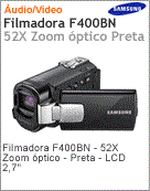 SMX-F400BN/XAZ - Filmadora Digital Samsung F400BN (Zoom 52x ) LCD 2.7