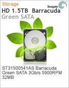 ST31500541AS - Unidade de Disco Rgido (HD) 1.5TB Seagate Barracuda Green ST31500541AS SATA 3 GBps 5900 rpm 32MB