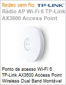 Ponto de acesso Wi-Fi 6 TP-Link AX3600 Access Point Wireless Dual Band Montvel em Teto  (Figura somente ilustrativa, no representa o produto real)