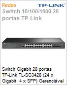 Switch Gigabit 28 portas TP-Link TL-SG3428 (24 x Gigabit; 4 x SFP) Gerencivel  (Figura somente ilustrativa, no representa o produto real)