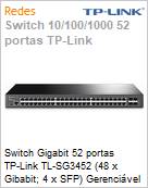 Switch Gigabit 52 portas TP-Link TL-SG3452 (48 x Gigabit; 4 x SFP) Gerencivel L3  (Figura somente ilustrativa, no representa o produto real)