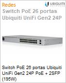 Switch PoE 26 portas Ubiquiti UniFi Gen2 24P PoE + 2SFP (195W)  (Figura somente ilustrativa, no representa o produto real)