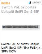 Switch PoE 52 portas Ubiquiti UniFi Gen2 48P (49 x PoE;4 x SFP) 195W  (Figura somente ilustrativa, no representa o produto real)