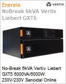 No-Break 6kVA Vertiv Liebert GXT5 6000VA/6000W 230V/230V Senoidal Online Dupla Converso Gerencivel Rack  (Figura somente ilustrativa, no representa o produto real)