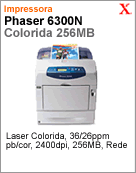 100S12182 - Impressora Laser Colorida Phaser Xerox 6300n 36/26ppm pb/cor 2400dpi 256MB Rede