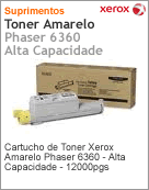 106R01220 - Cartucho de toner original Xerox Amarelo Phaser 6360 - Alta Capacidade - 12000pgs