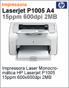 CB410A - Impressora LaserJet HP P1005 15ppm 600x600dpi 2MB (Substitui a 1018 / 1020)