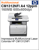 CC431A - Impressora Multifuncional Color LaserJet HP CM1312nfi (Impresso / Cpia: 8ppm; Scanner; Fax) Rede (Substitui CM1017)