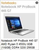 Notebook HP ProBook 445 G7 AMD Ryzen 5 4500U 8GB (1x8GB) DDR4-3200 256GB SSD 14 Full HD Windows 10 Pro 1 Ano (Figura somente ilustrativa, no representa o produto real)