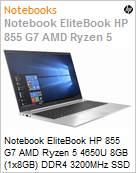 Notebook HP EliteBook 855 G7 AMD Ryzen 5 4650U 8GB (1x8GB) DDR4-3200MHz 256GB SSD 15,6 Full HD Windows 10 Pro 3 Anos Balco (Figura somente ilustrativa, no representa o produto real)