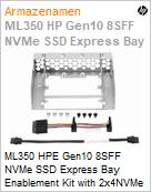 ML350 HPE Gen10 8SFF NVMe SSD Express Bay Enablement Kit with 2x4NVMe Risers and Support Cables (Figura somente ilustrativa, no representa o produto real)