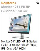 Monitor 24 LED HP E-Series E24i G4 1920x1200 WUXGA IPS 5ms VGA HDMI DisplayPort VESA Ajuste de altura Hub USB (Figura somente ilustrativa, no representa o produto real)