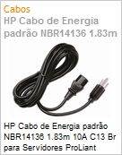 Cabo de Energia HPE padro NBR14136 1.83m 10A C13 BR para Servidores ProLiant (Figura somente ilustrativa, no representa o produto real)