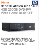 AJ458AV - Desktop-PC Business HP dc5850 Athlon X2 1640B (2.70GHz) 4GB 250GB DVD-RW Vista Home Basic SFF