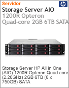AK219A - Servidor de Storage All-in-One (AIO) HP 1200R Opteron Quad-Core (2.20GHz) 2GB 6TB (8 x 750GB) SATA