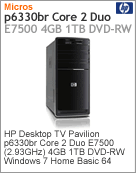 AY672AA - Desktop-PC Pavilion TV HP P6330br Intel Core 2 Duo E7500 (2.93GHz) 4GB 1TB DVD-RW Windows 7 Home Basic 64