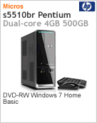 BM366AA - Desktop-PC Pavilion SlimLine HP s5510br Intel Pentium Dual-Core E5300 (2.60GHz) 4GB 500GB DVD-RW Windows 7 Home Basic