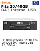 DW022A - Unidade de fita 20/40GB DAT Interna HP StorageWorks DAT 40 USB Internal Tape Drive