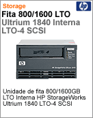 EH853A - Unidade de fita 800/1600GB LTO Interna HP StorageWorks LTO-4 Ultrium 1840 SCSI Full-Height Internal Tape Drive