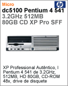 EW964LA - Desktop-PC Business HP dc5100 Intel Pentium 4 541 (3.20GHz) 512MB (400MHz) HD SATA 80GB CD Windows XP Pro SFF