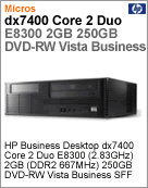 FJ011LA - Desktop-PC Business HP dx7400 Intel Core 2 Duo E8300 (2.83GHz) 2GB (DDR2 667MHz) 250GB DVD-RW Vista Business SFF
