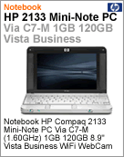 FZ271LA - Netbook Mini Note Compaq HP 2133 Via C7-M (1.60GHz) 1GB 120GB 8.9