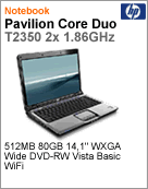 GE835LA - Notebook Pavilion HP dv2245br Intel Core Duo T2350 (1.86GHz) 512MB 80GB 14.1