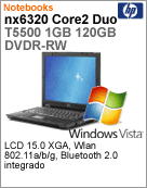 GF276LA - Notebook Compaq HP nx6320 Intel Core 2 Duo T5500 (1.66GHz) 1GB 120GB 15