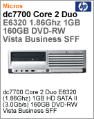 GV573LA - Desktop-PC Business HP dc7700 Intel Core 2 Duo E6320 (1.86GHz) 1GB 160GB DVD-RW Vista Business SFF