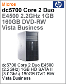 GV624LA - Desktop-PC Business HP dc5700 Intel Core 2 Duo E4500 (2.20GHz) 1GB 160GB DVD-RW Vista Business