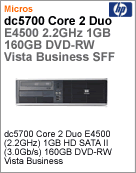 GV625LA - Desktop-PC Business HP dc5700 Intel Core 2 Duo E4500 (2.20GHz) 1GB 160GB DVD-RW Vista Business SFF