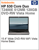 KD090AA - Notebook Compaq HP 530 Intel Core Duo T2400E (1.83GHz) 512MB 120GB 15.4" Wide DVD-RW Wi-Fi Vista Home Basic