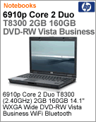 KV329LA - Notebook HP 6910p Intel Core 2 Duo T8300 (2.40GHz) 2GB 160GB 14.1