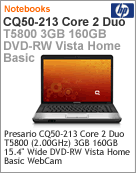 NQ582LA - Notebook Compaq Presario HP CQ50-213 Intel Core 2 Duo T5800 (2.00GHz) 3GB 160GB 15.4