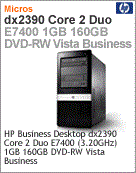 NU859LA - Desktop-PC Business HP dx2390 Intel Core 2 Duo E7400 (3.20GHz) 1GB 160GB DVD-RW Vista Business